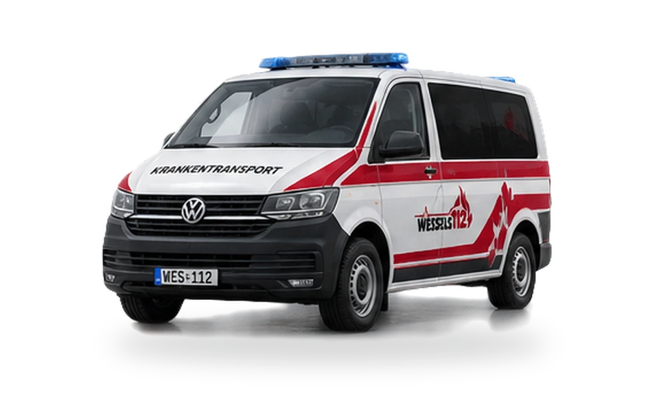 Illustrative Fahrzeugvisualisierung: Krankentransportwagen