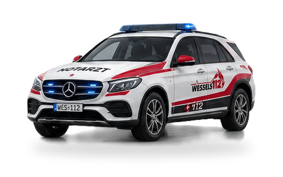 Illustrative Fahrzeugvisualisierung: Notarzteinsatzfahrzeug