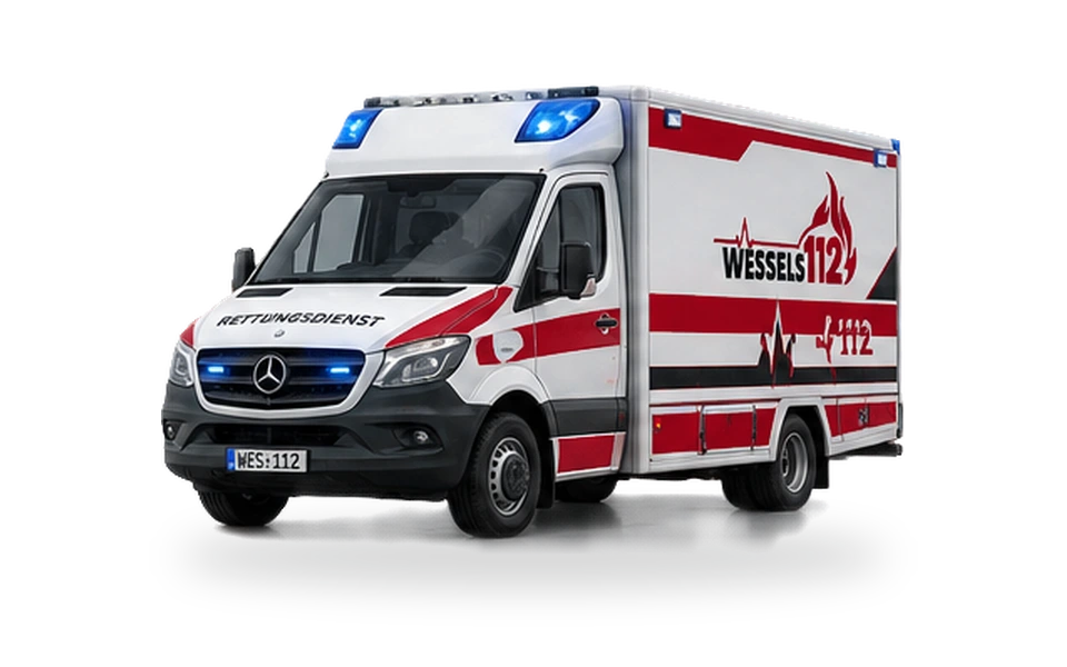 Rettungswagen – illustrative Fahrzeugvisualisierung
